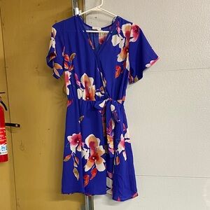 Sienna Sky Vibrant Blue Floral Mini Dress
